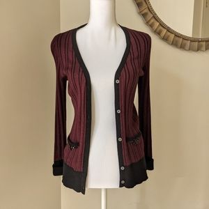 Small red and black striped Simply Vera cardigan